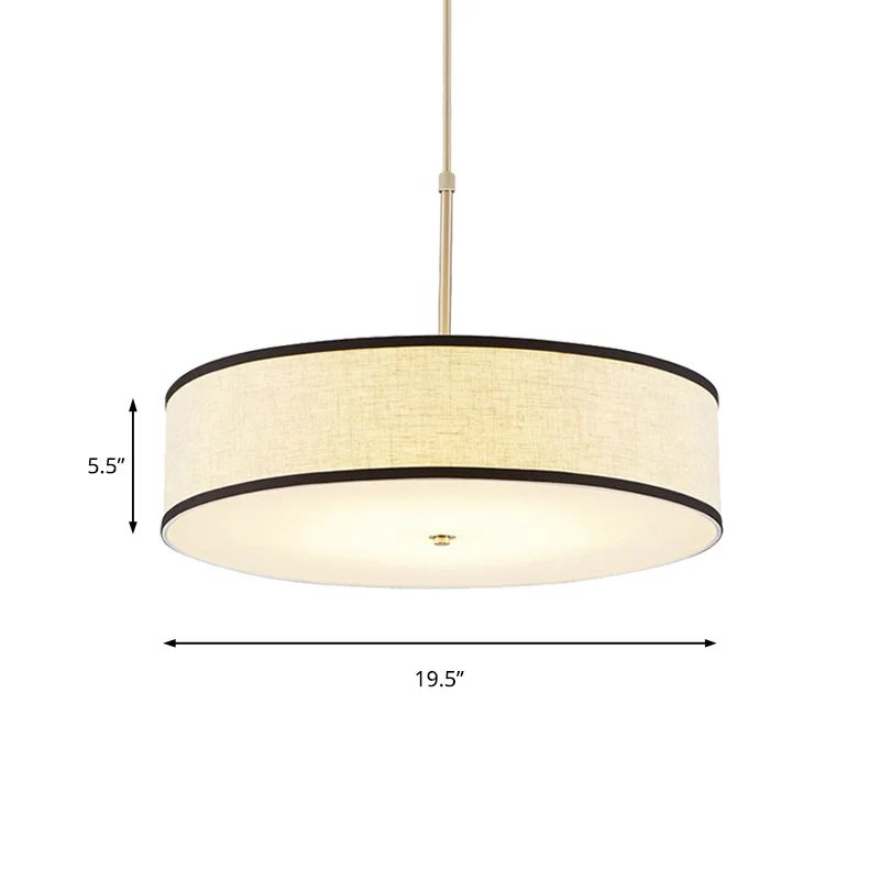 Drum Plafond Hanglamp Onopgesmukt Stof 16"/19,5"/23,5" Dia 3 Lichten Beige Hanglampset (IP44)