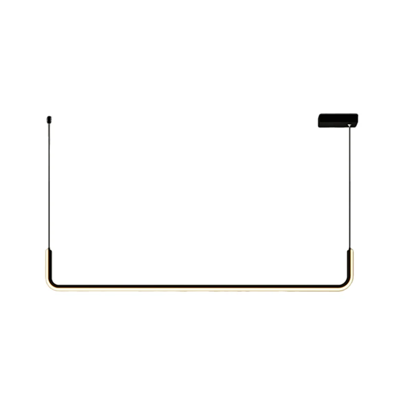 Eenvoudige LED-multiplafondlamp met metalen kap Zwart/goud Lineaire hanger warm/wit zwak, 35,5"/47" lang