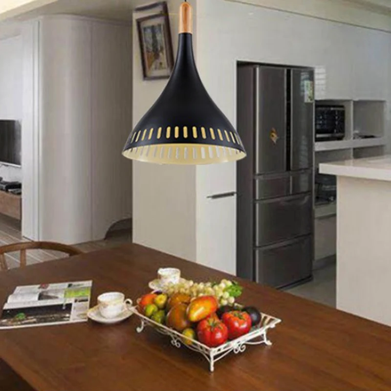 Energiezuinige 8"/12“ Brede Conische Metalen Hanglamp Eigentijds 1 Helder Zwart Hangend Plafondlicht voor Eetkamer