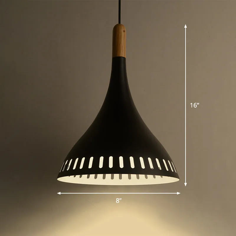 Energiezuinige 8"/12“ Brede Conische Metalen Hanglamp Eigentijds 1 Helder Zwart Hangend Plafondlicht voor Eetkamer