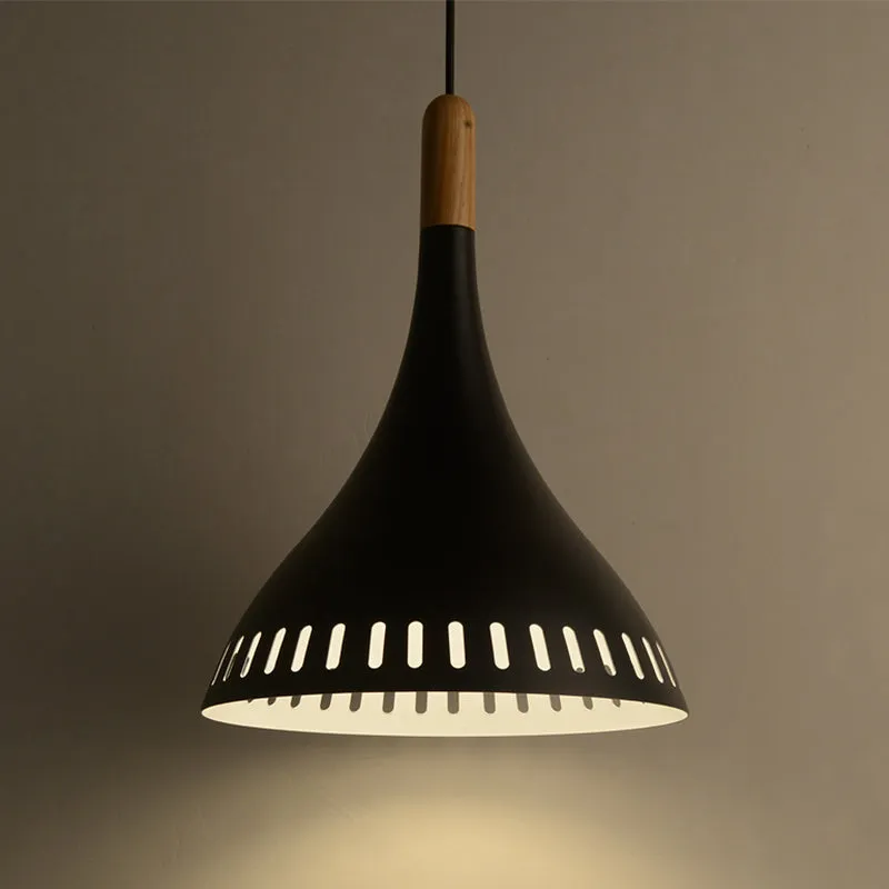 Energiezuinige 8"/12“ Brede Conische Metalen Hanglamp Eigentijds 1 Helder Zwart Hangend Plafondlicht voor Eetkamer