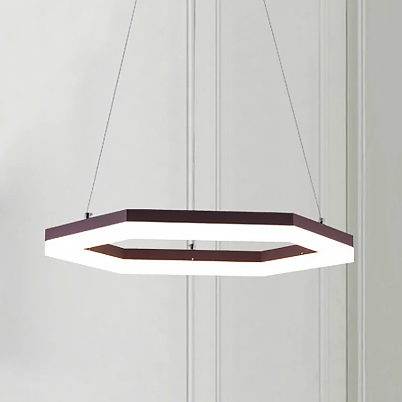 Energiezuinige Hexagon Kunststof glas Chandelier Lighting Contemporary 1/2/3 Lights Khaki Led Hanging Ceiling Light White/...