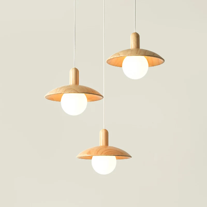 Funnel Shade Restaurant Multi- Light Hanglamp Hout 3 Lampen Minimalistische Hangende Verlichting