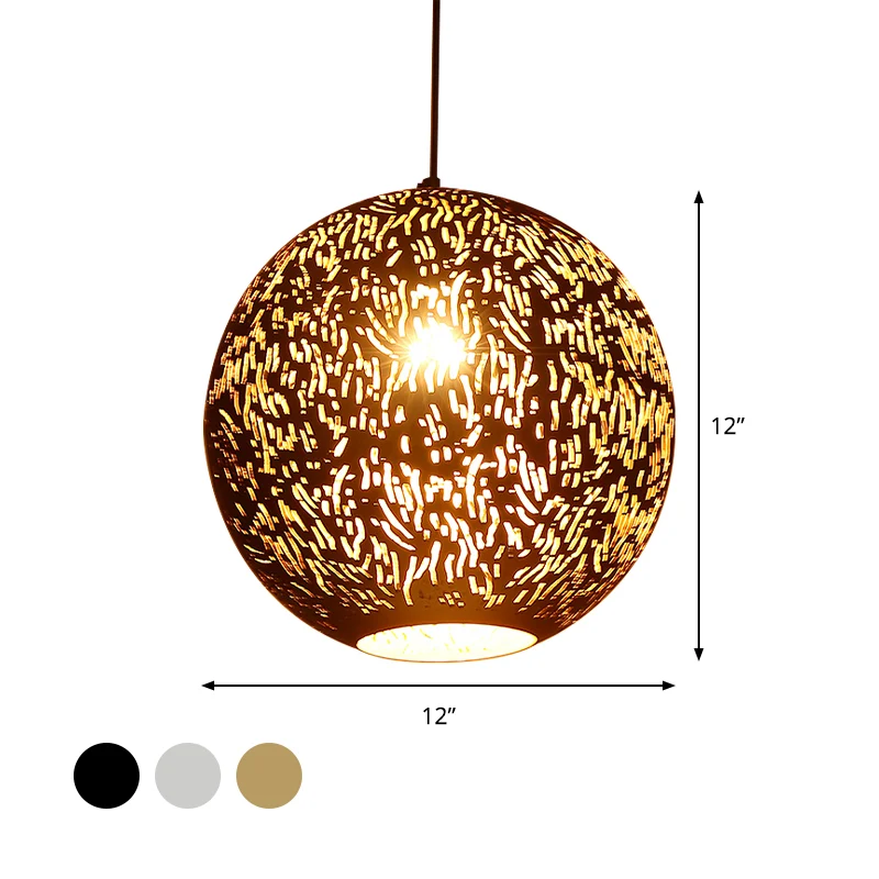 Globe Metallic Hanglamp Art Deco 1 Kops Woonkamer Plafond Hanglamp Zwart/Zilver/Messing Zwarte Afwerking
