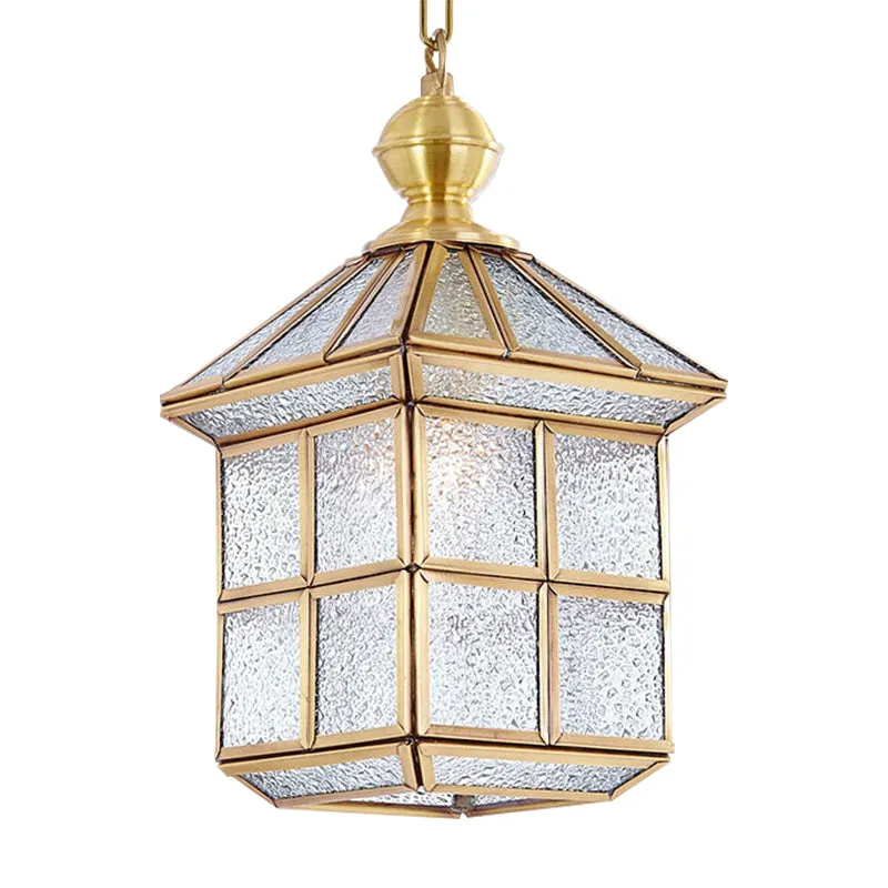 Gouden lantaarn hanglamp traditioneel schitterend matglas 6,5"/8" breed 1 licht woonkamer plafond ophanglicht