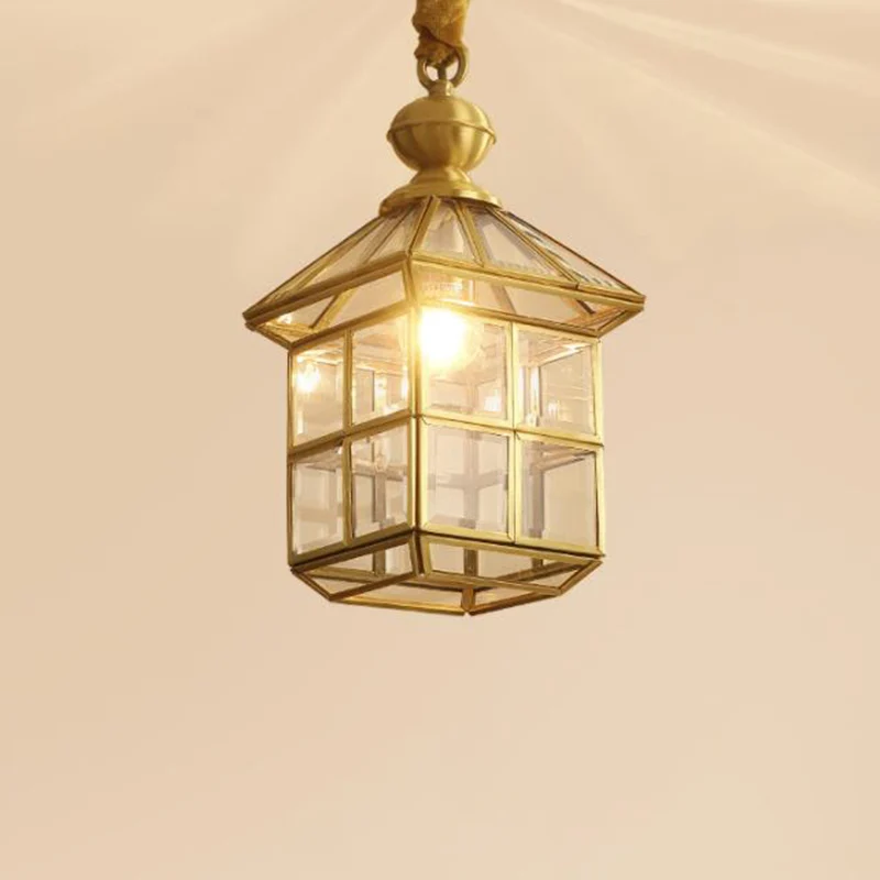 Gouden lantaarn hanglamp traditioneel schitterend matglas 6,5"/8" breed 1 licht woonkamer plafond ophanglicht