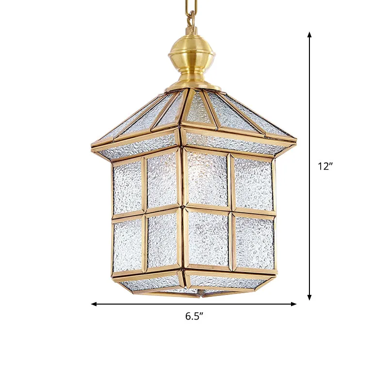Gouden lantaarn hanglamp traditioneel schitterend matglas 6,5"/8" breed 1 licht woonkamer plafond ophanglicht