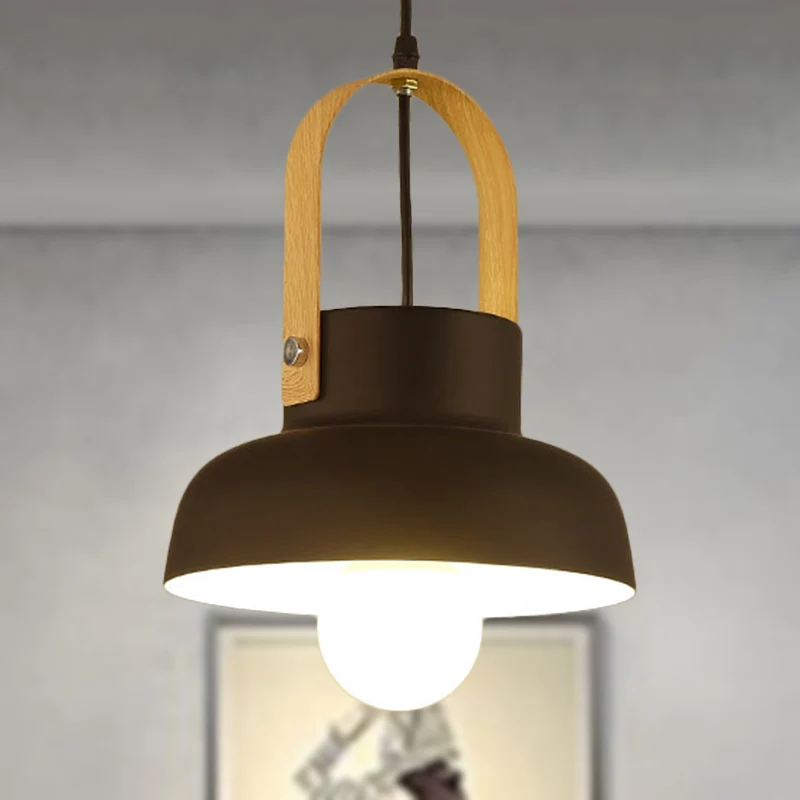 Hangende Pendant Hanglamp retrostijl, 1-lichts metalen hangende plafondlamp met leren band wit/grijs/zwart