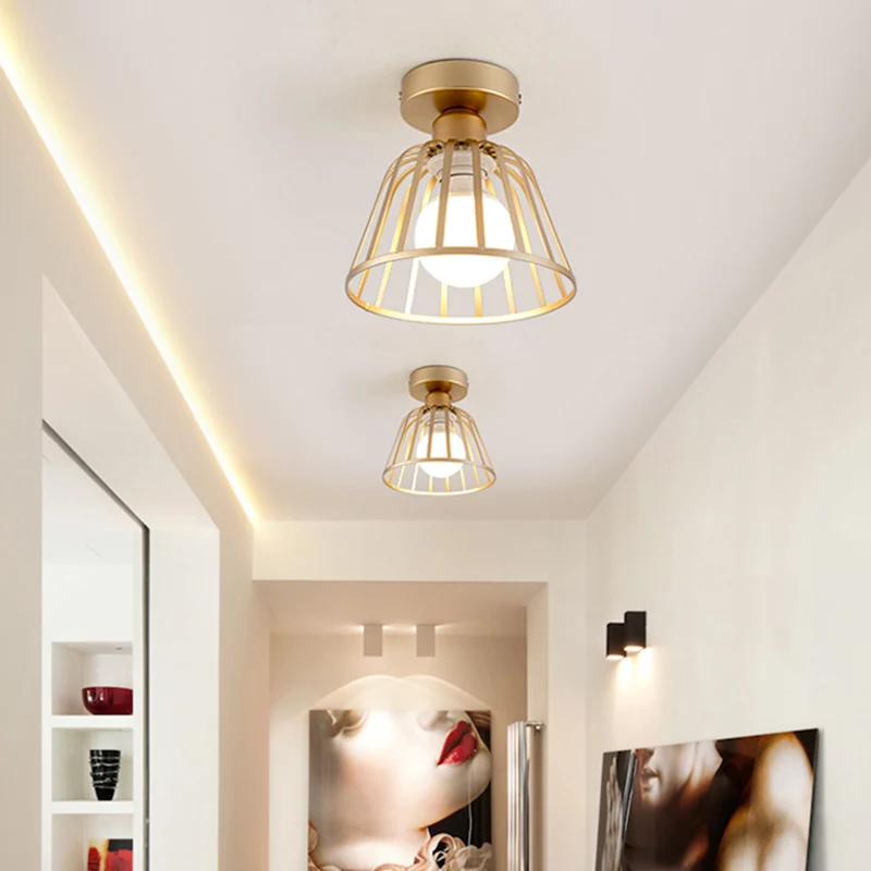 Hangende Pendant Minimalistische komkooi semi-inbouwverlichting ijzer 1 lamp gang plafond inbouw zwart/goud