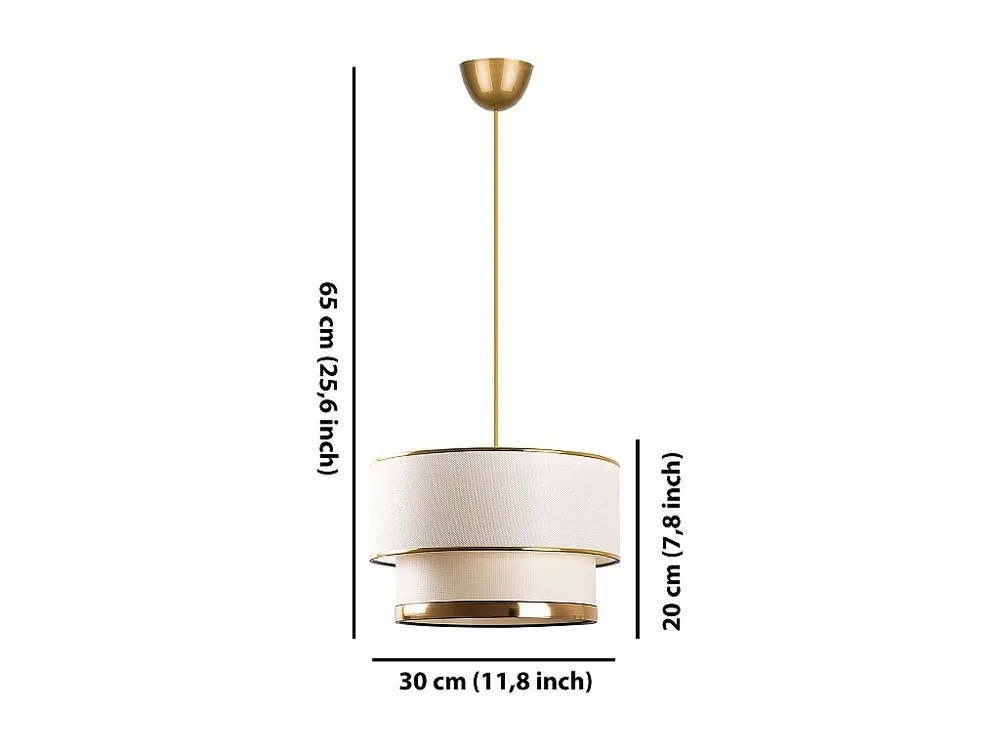 Hanglamp van metaal - D30 x H65 cm - Goud en ecru - RAYONA