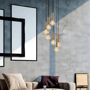 Hanglamp vintage-stijl, verstelbaar - Metaal - H40-136 cm - Goudkleurig - Koop nu voor Woonkamer