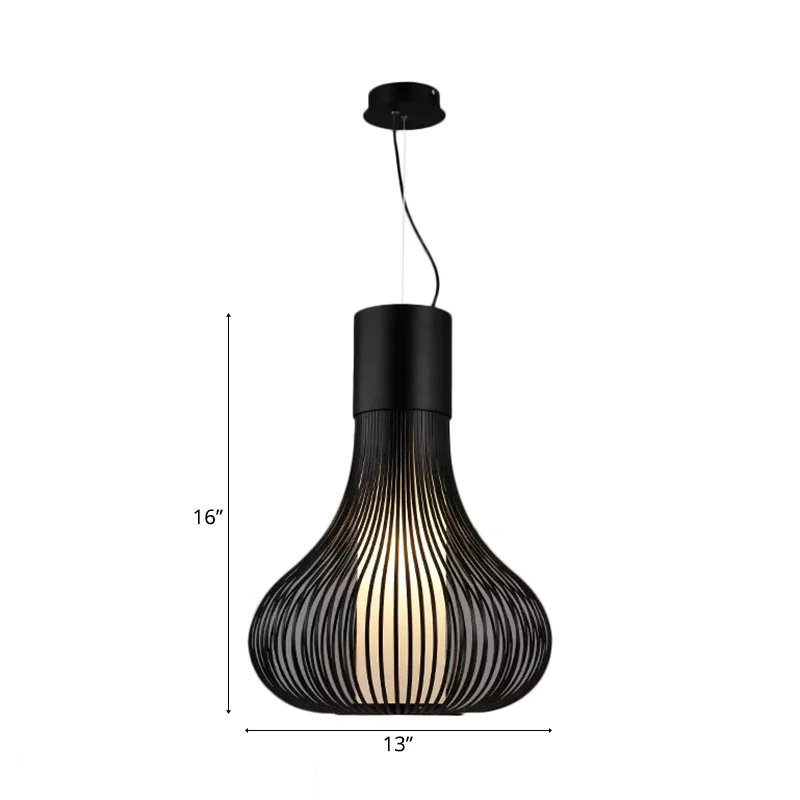 Kalebas Draadkooi-plafondlamp met binnencilinderkap Metaal Eigentijds 1-lichts zwart/witte hanglamp voor eetkamer Chroom A...