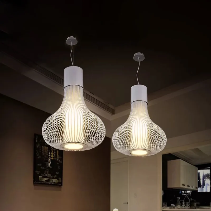 Kalebas Draadkooi-plafondlamp met binnencilinderkap Metaal Eigentijds 1-lichts zwart/witte hanglamp voor eetkamer Chroom A...