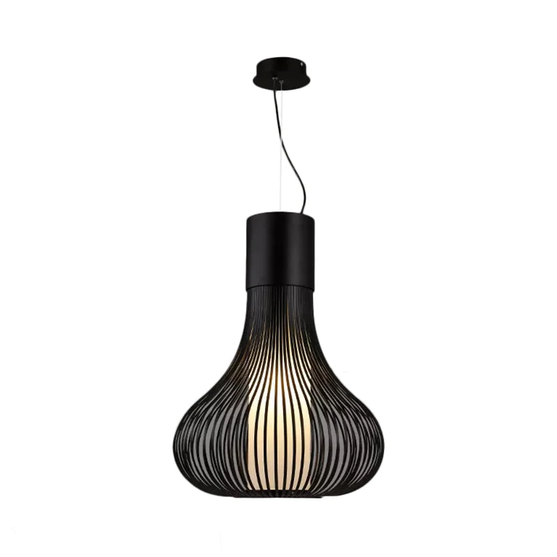 Kalebas Draadkooi-plafondlamp met binnencilinderkap Metaal Eigentijds 1-lichts zwart/witte hanglamp voor eetkamer Chroom A...