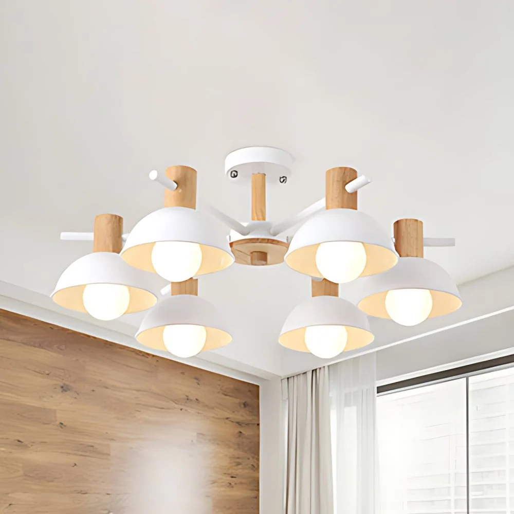 Macaroon Dome hangende hanger armatuur 6 lampen metalen hanglamp voor woonkamer Zwarte Afwerking