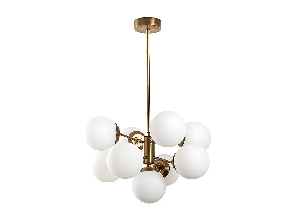 Metalen hanglamp MUDONI - 9 bollen - H80 cm - Wit en goudkleurig - Koop nu online