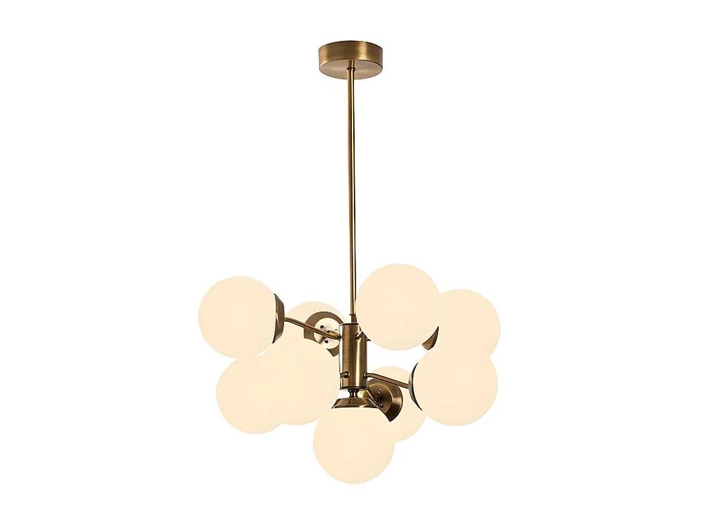 Metalen hanglamp MUDONI - 9 bollen - H80 cm - Wit en goudkleurig - Koop nu online