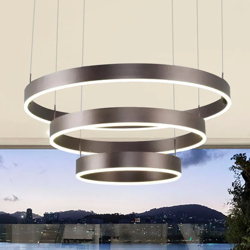 Moderne hanglamp met 1/2/3 zacht en acrylkap Koffieringkroonluchter warm/wit licht
