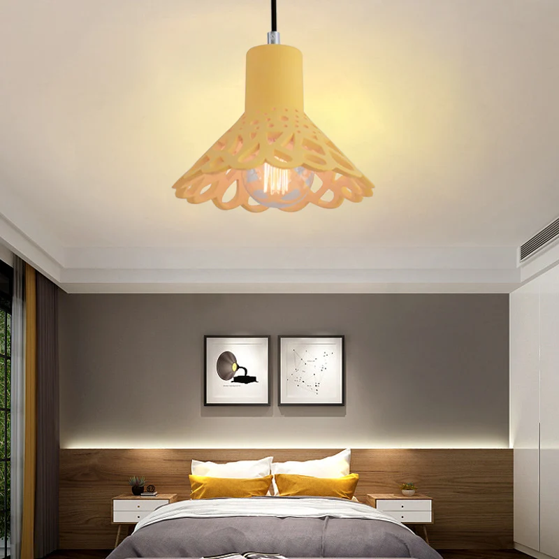 Moderne Plafond Geëtste hanglamp Scandinavische stijl van beton 1 lichtgrijs/wit/geel hanglamp met geometrische/bel/uitlop...