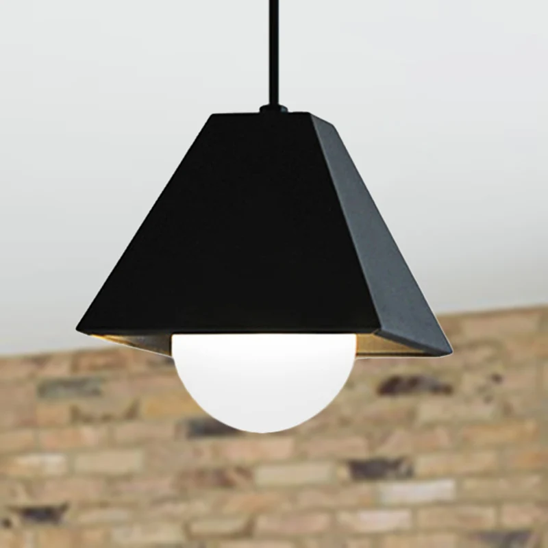 Modernistische piramide hanglamp, 1 lichtmetalen hangende plafondlamp zwart/wit boven tafel voor Plafondhoogte 2.4m+