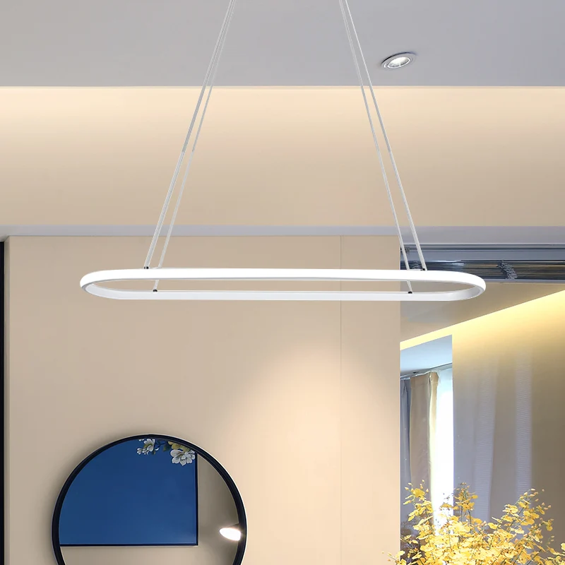 Ovale keukenkroonluchter aluminium 1/2 licht moderne witte LED hanglamp neutraal/warm/wit helder met Dimbare LED