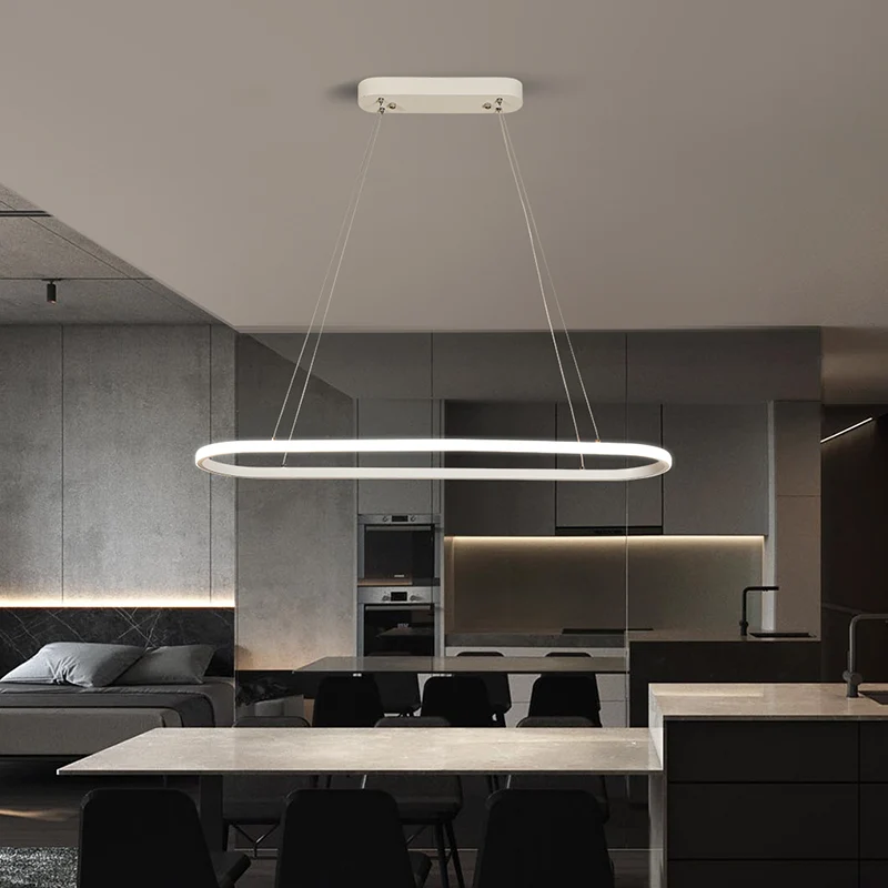 Ovale keukenkroonluchter aluminium 1/2 licht moderne witte LED hanglamp neutraal/warm/wit helder met Dimbare LED