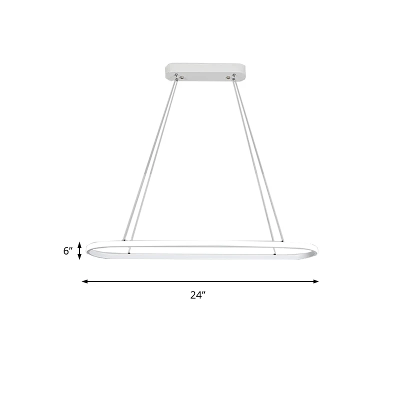 Ovale keukenkroonluchter aluminium 1/2 licht moderne witte LED hanglamp neutraal/warm/wit helder met Dimbare LED