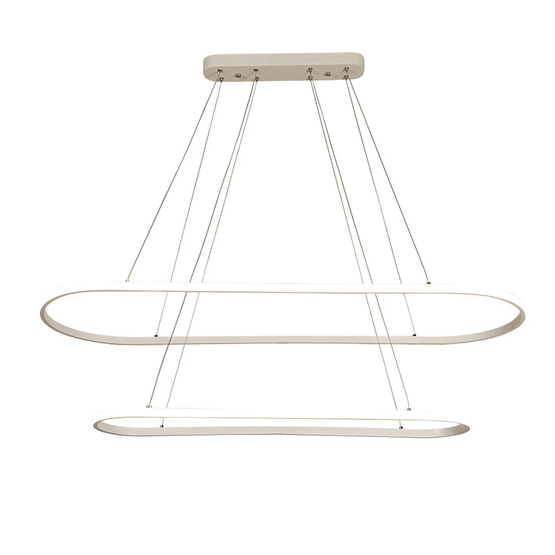 Ovale keukenkroonluchter aluminium 1/2 licht moderne witte LED hanglamp neutraal/warm/wit helder met Dimbare LED