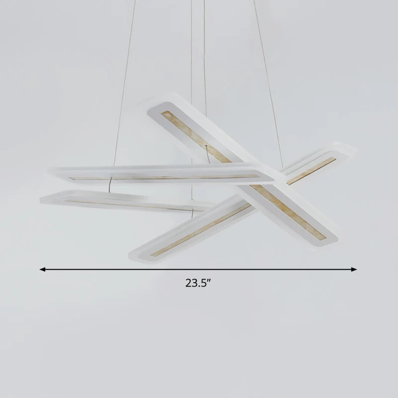 Rectangle Hanging Light Contemporary Acrylic Parelmoer LED Ceiling Chandelier, Warm/White Light White