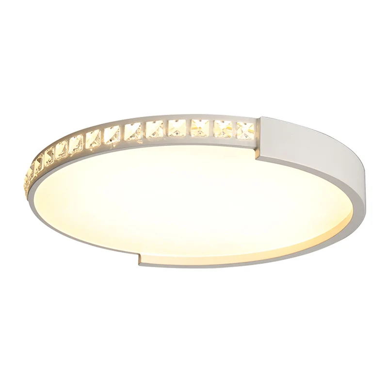 Ronde kristallen plafondlamp van 16,5"/20,5"/24,5" diam. Eenvoudige witte LED-inbouw warm/wit zwak
