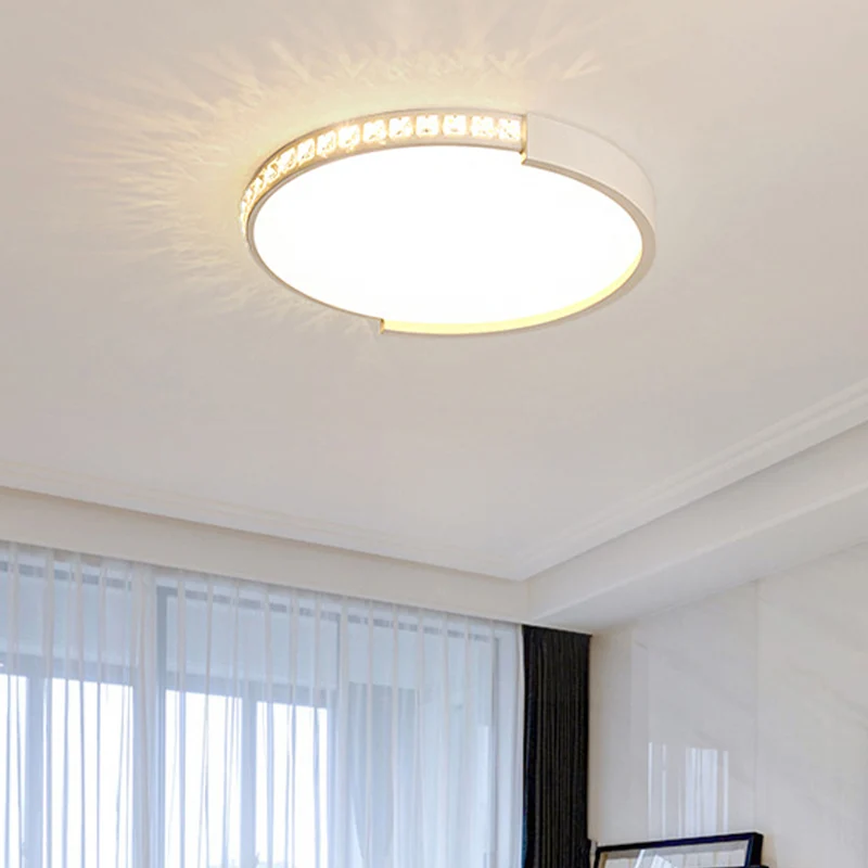 Ronde kristallen plafondlamp van 16,5"/20,5"/24,5" diam. Eenvoudige witte LED-inbouw warm/wit zwak