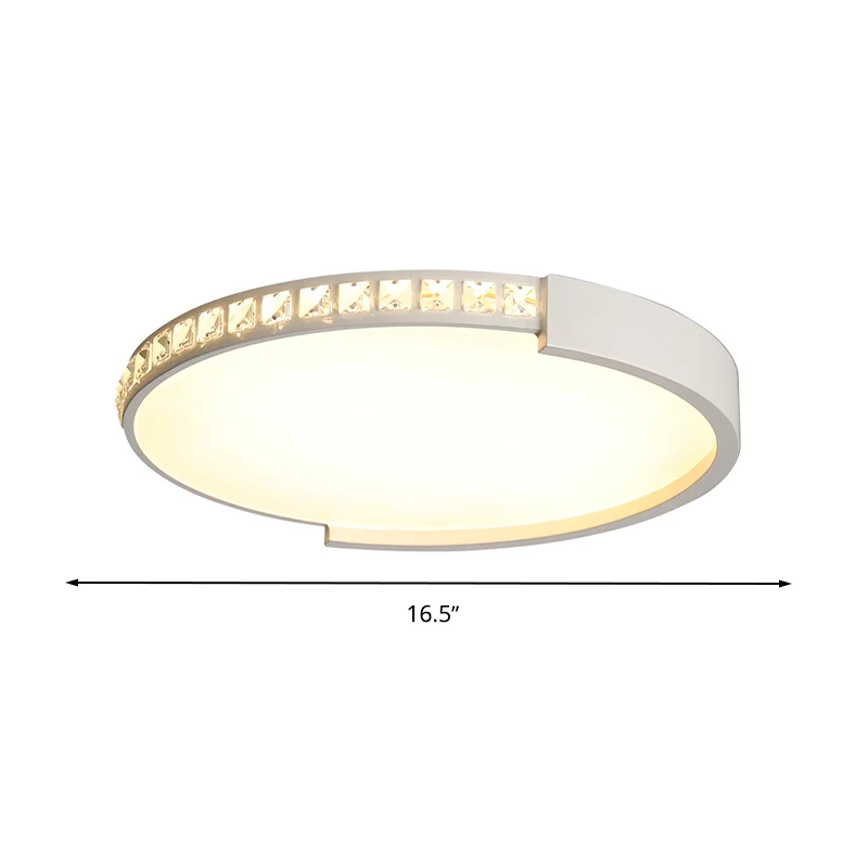 Ronde kristallen plafondlamp van 16,5"/20,5"/24,5" diam. Eenvoudige witte LED-inbouw warm/wit zwak