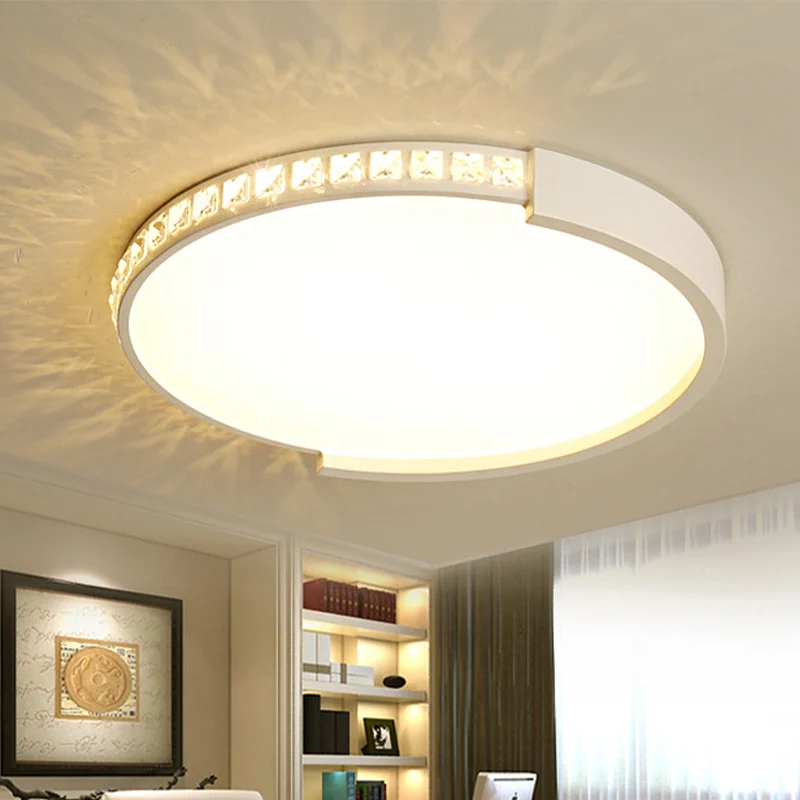 Ronde kristallen plafondlamp van 16,5"/20,5"/24,5" diam. Eenvoudige witte LED-inbouw warm/wit zwak