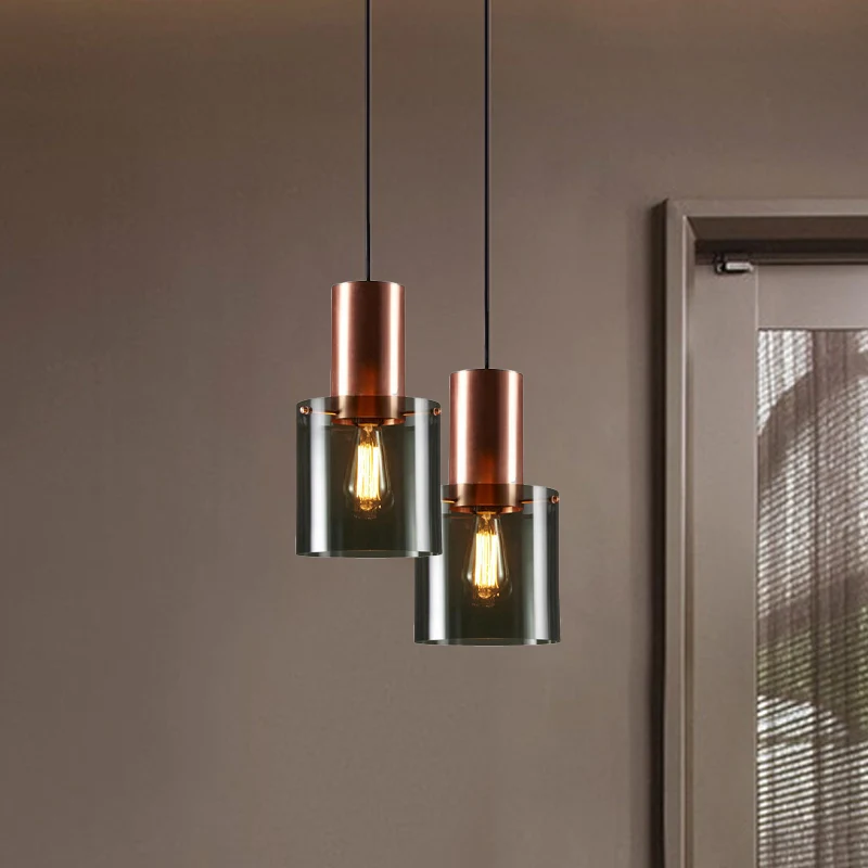 Rose goud/goud fles hanglamp moderne stijl 1-lamp rokerig grijs glazen plafond hanglamp voor keukenbar