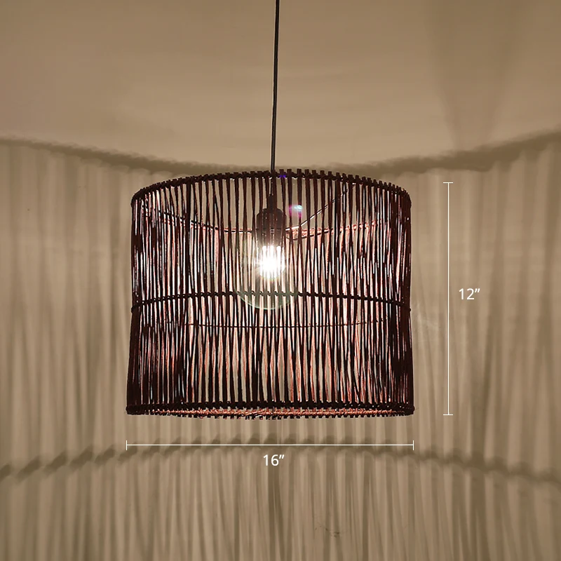 Rotan trommel schaduwrijke plafondlamp moderne enkele hangende hanglamp voor restaurant (IP44)