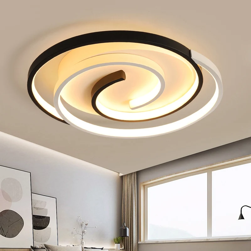 Track Verlichting Gebogen inbouwplafondlamp Hedendaagse acrylslaapkamer LED-inbouwverlichting zwart en wit
