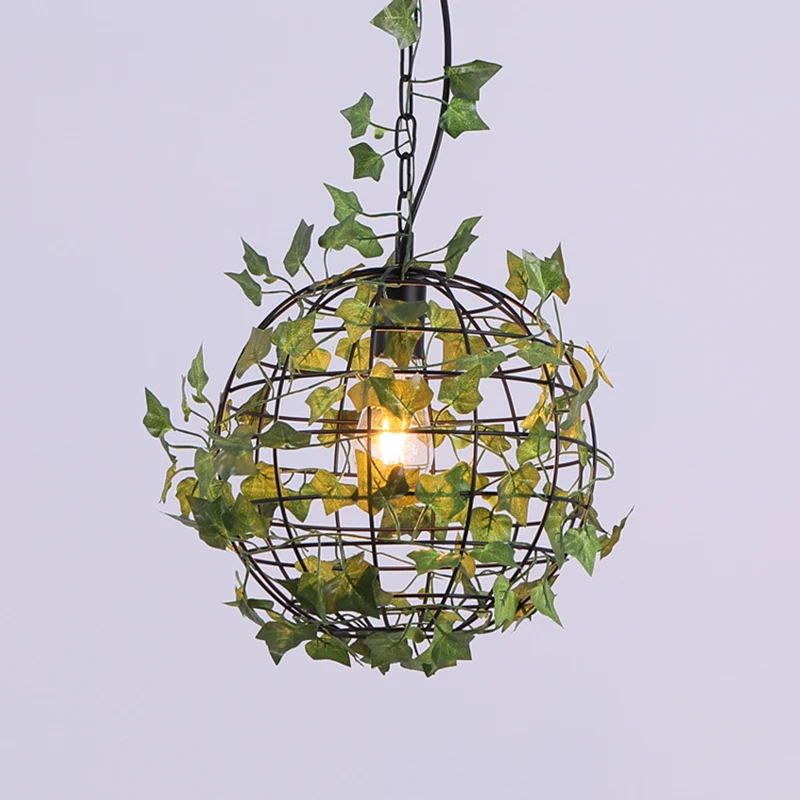 Vlakke Inbouw Industriële Globe-plafondlamp Enkele ijzeren hangende hanglamp met kunstplant
