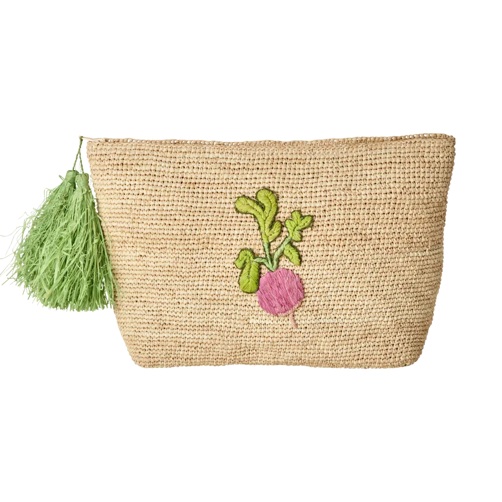 Uitgebreid Raffia Clutch - Nature