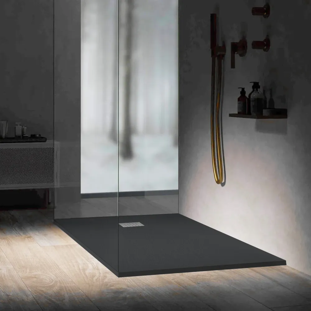 High pressure ceramic shower tray slate effect 120x70 color Ravenzwart Petra H3