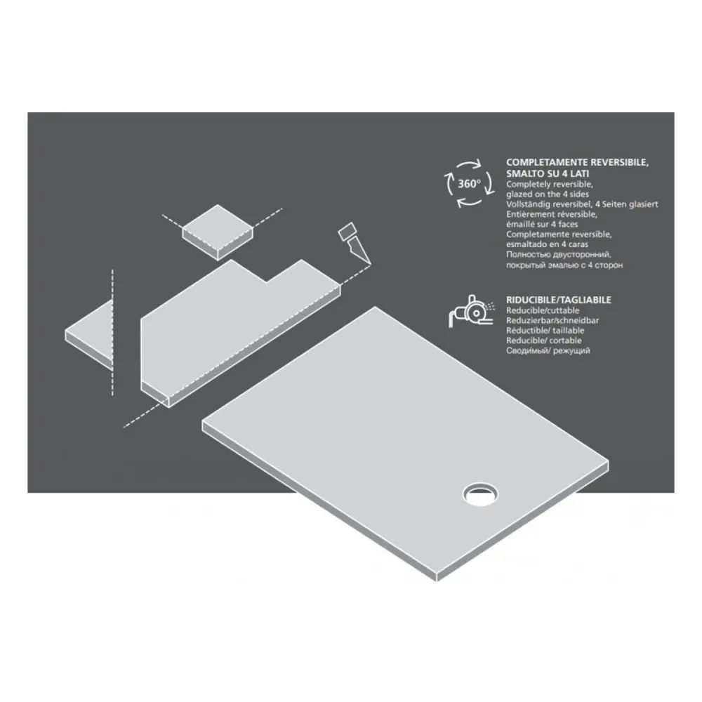 High pressure ceramic shower tray slate effect 120x70 color Ravenzwart Petra H3