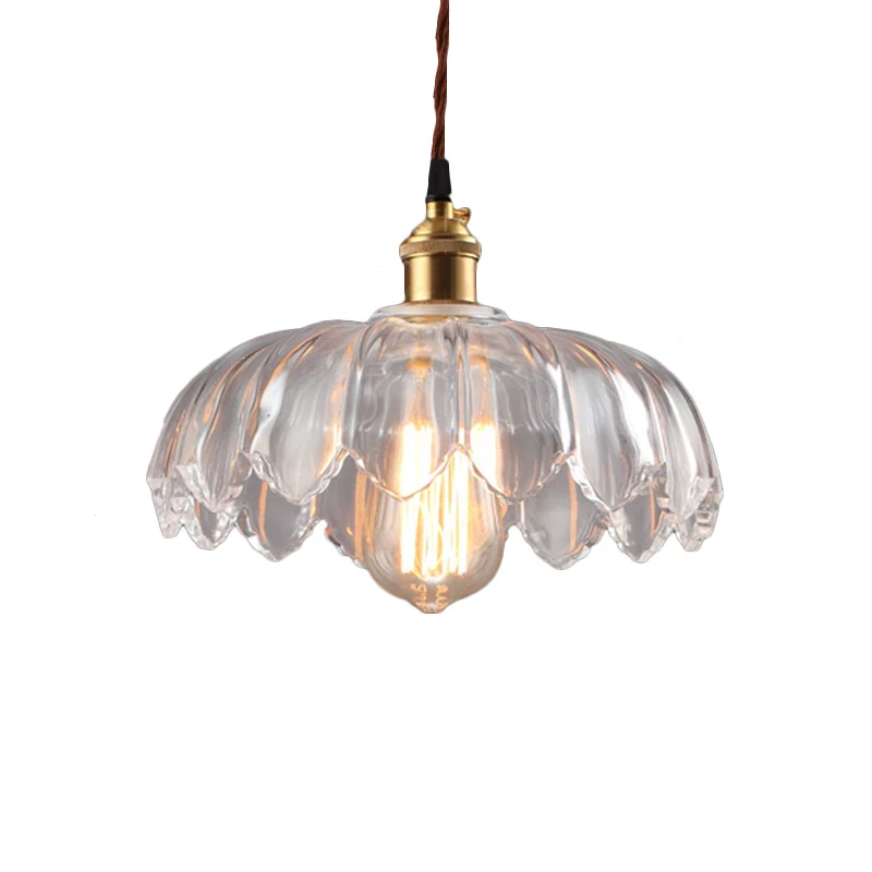 Hangende plafondlamp met enkele lamp en geschulpte kap Fel glas industriële woonkamer hanglamp, 8"/10"/12" breed voor Comm...