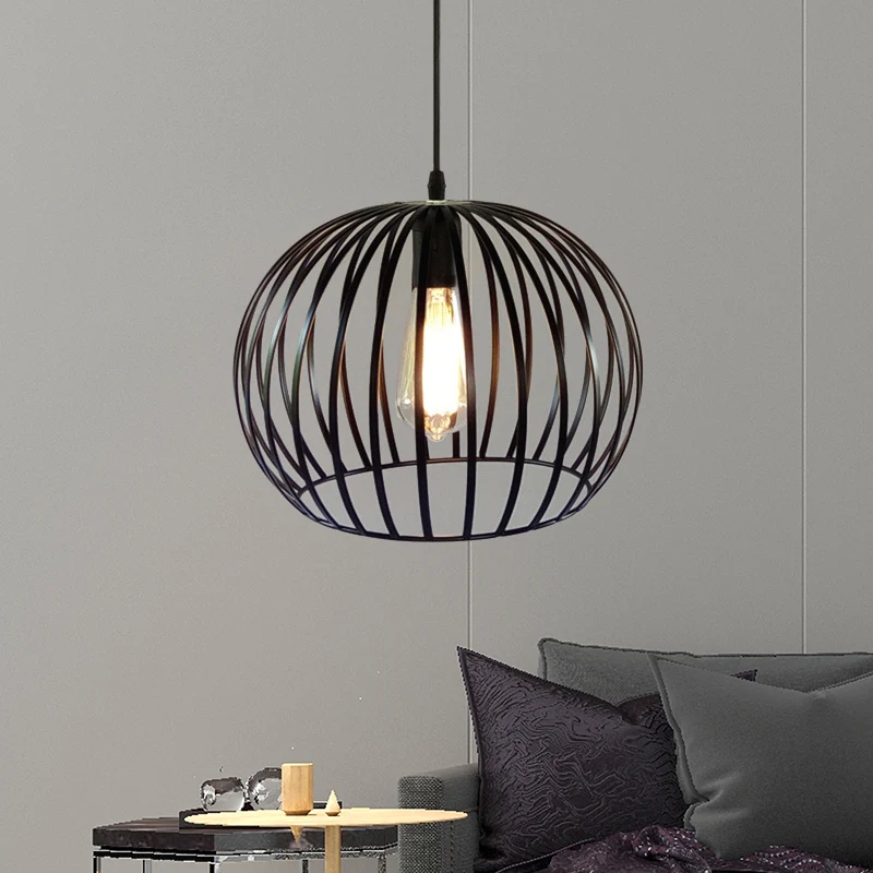 Industrieel Keramisch 12"/14" Wide Globe Cage Van metaal Ceiling Light Industrial 1 Bulb Living Room Pendant Lighting Sati...