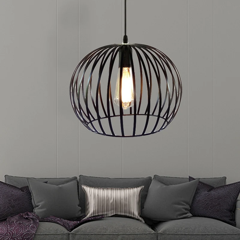 Industrieel Keramisch 12"/14" Wide Globe Cage Van metaal Ceiling Light Industrial 1 Bulb Living Room Pendant Lighting Sati...