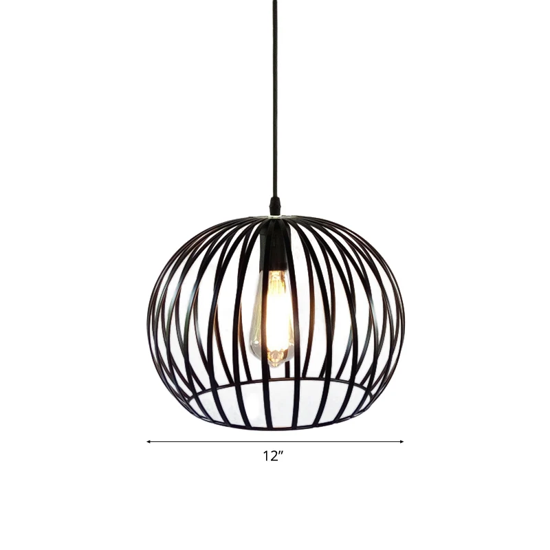 Industrieel Keramisch 12"/14" Wide Globe Cage Van metaal Ceiling Light Industrial 1 Bulb Living Room Pendant Lighting Sati...