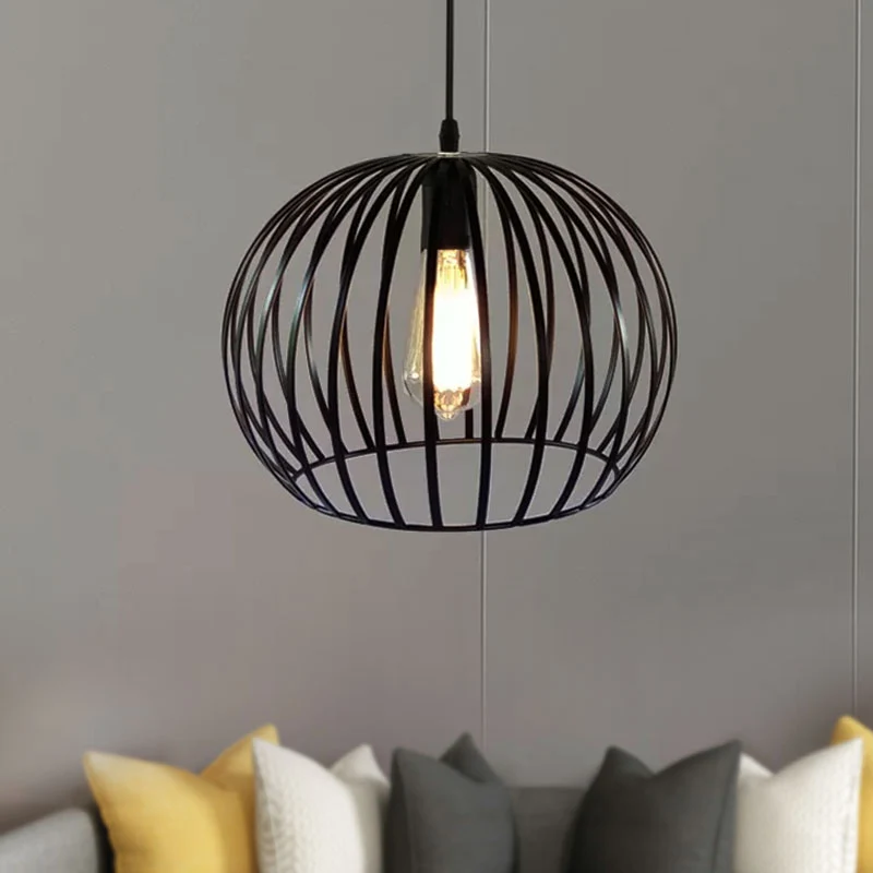 Industrieel Keramisch 12"/14" Wide Globe Cage Van metaal Ceiling Light Industrial 1 Bulb Living Room Pendant Lighting Sati...