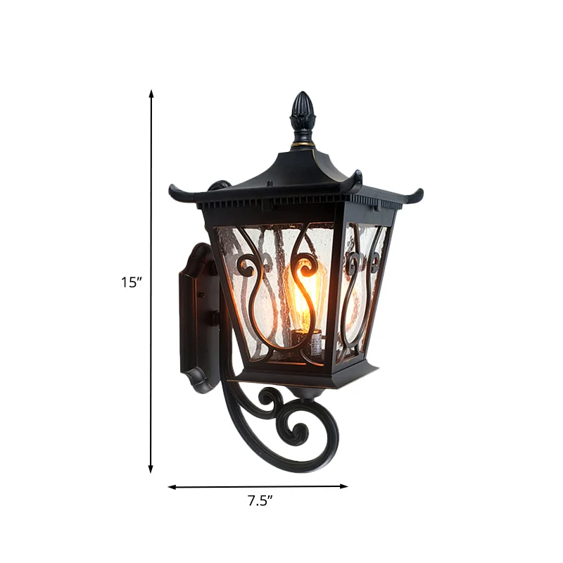 Metaalhalide Birdcage buitenwandlamp Sconce Lodge helder waterglas enkel zacht zwarte wandverlichting, omhoog/omlaag