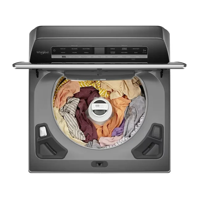 Whirlpool Smart Capable w/Load and Go 5.3-cu ft High Efficiency Impeller and Agitator Slim Top-Load Washer (Chrome Shadow)...