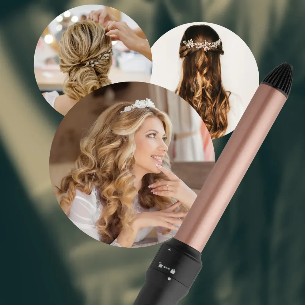 Hot & Hotter 3 1 Interchangeable Digital Curling Wand Set, 1 Count Curling Iron Set, Rose Goud