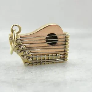 Exquisite 14K Rose Gold Harp Charm or Pendant
