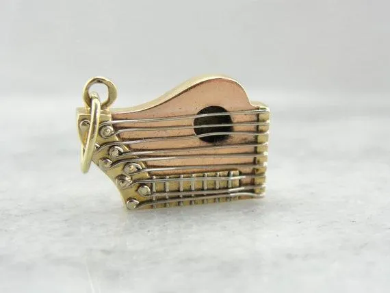 Exquisite 14K Rose Gold Harp Charm or Pendant